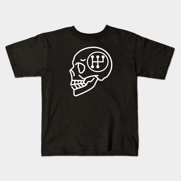 Petrol Head Skull Kids T-Shirt by kareemelk